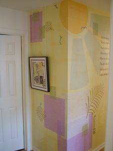 wall mural, unyru paper, Indian paper, condo mural, mural on the wall, handmade mural, sun mural, recovery image, mural on wall